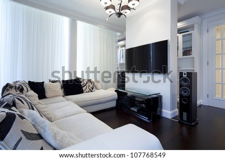 Interior Of Designer Living Room With Tv