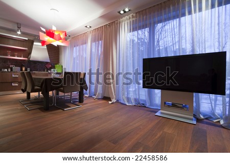 modern living room with plasma TV