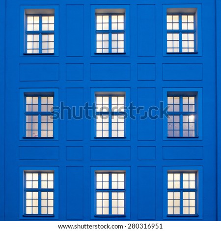Facade with blue lighting