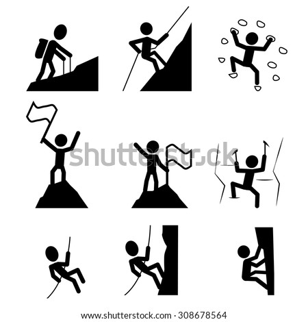 Hiking and climbing icon. Set of extreme sport symbol. vector illustration