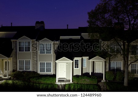 Long Exposure of a town home apartment at Night.