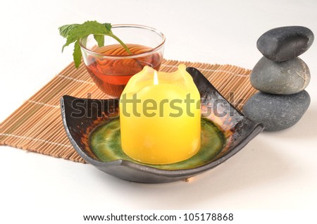 Mint and tea in a glass/Tea and Mint/Glass cup with tea and fresh mint leaf