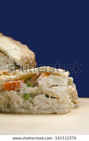 Slice of chicken pot pie/Chicken Pot Pie/Chicken pot pie with chicken and vegetables