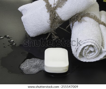 Rolled towels with soap/Towels and Soap/Rolled towels with burlap string and bar soap