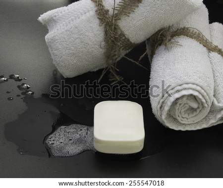 Rolled towels with soap/Towels and Soap/Rolled towels with burlap string and bar soap