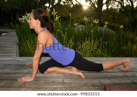 Woman doing yoga in the evening/Evening Yoga/Young Hispanic woman in various yoga postures