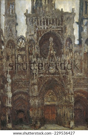 MONET, Claude (1840-1926), Rouen Cathedral, evening, harmony in brown, 1892, Harmony in brown, Impressionism, Oil on canvas,