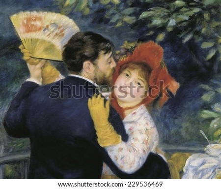 Renoir, Pierre-Auguste (1841-1919), Dance in the country, 1883, Upper detail, Paul Lhote with Aline Charigot, Impressionism, Oil on canvas,