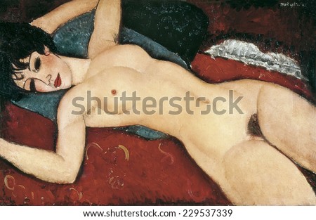 MODIGLIANI, Amedeo (1884-1920), Sleeping Nude with Arms Open (Red Nude), 1917, Oil on canvas,