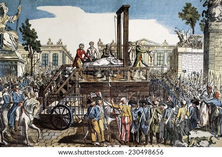 French Revolution (1793), Execution of Queen Marie Antoinette (16th October), Etching,