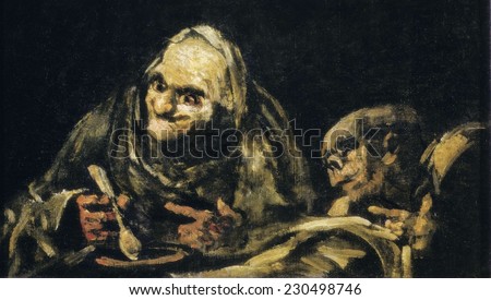 GOYA Y LUCIENTES, Francisco de (1746-1828), Two Old Men Eating, 1820, Mural painting mounted on canvas, decorated two rooms of the Quinta del Sordo (the Deaf Man\'s Villa)