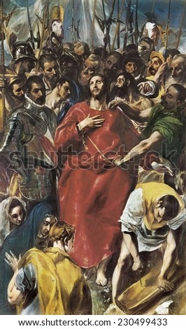 Greco, Domenikos Theotokopoulos, called El (1541-1614), The Disrobing of Christ, 1577-1579, Mannerism art, Oil on canvas,