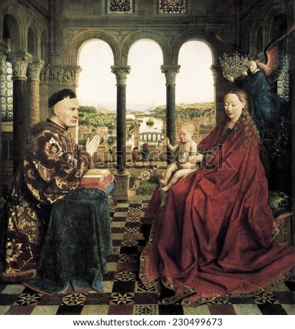 EYCK, Jan van (1390-1441), The Rolin Madonna, ca. 1435, Flemish art, Tempera on wood,