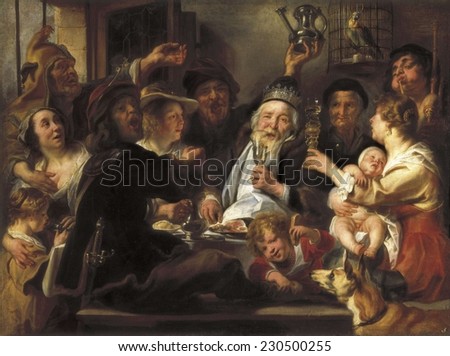 JORDAENS, Jacob (1593-1678), The Bean King, ca. 1638, Baroque art, ; Flemish art, Oil on canvas