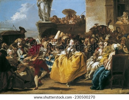 TIEPOLO, Giovanni Domenico (1727-1804), Carnival Scene or the Minuet, 1754, Baroque art, Oil on canvas,