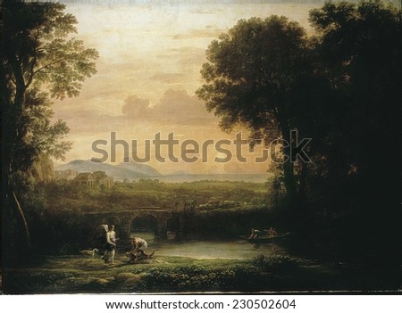 Claude Lorrain (1600-1682), Landscape with Tobias and the Angel, 1663, Baroque art, Oil on canvas