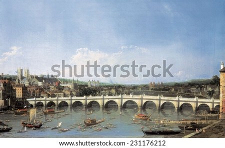 CANALETTO, Giovanni Antonio Canal, (1697-1768), Westminster Bridge from the North, 1740s, Baroque art