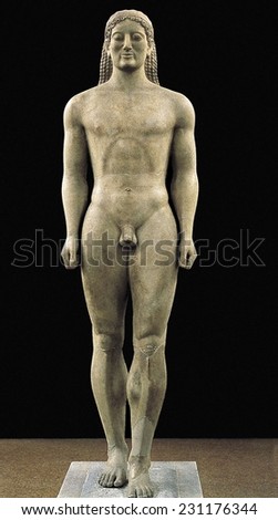 Anavyssos Kouros, ca. 520 BC, Archaic Greek art, Sculpture on marble, GREECE