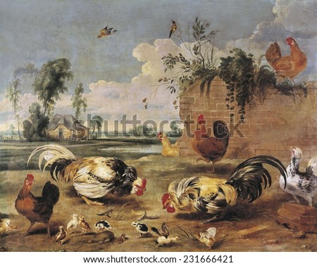 Snyders, Frans (1579-1657), Fight of Cocks, 1636, Baroque art, ; Flemish art, Oil on canvas,
