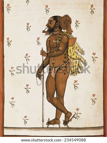 Book of the Moghul, Ms, 8300, 17th c. Indian Pilgrim, Hindu art, Miniature Painting, Venice