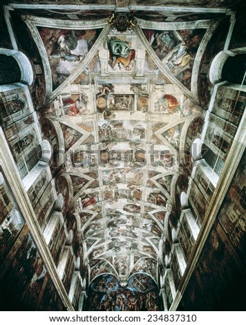 Michelangelo (1475-1564), Sistine Chapel, 1508-1512, VATICAN CITY, Vatican Palaces, The frescoes before the restoration (1994-1999), Renaissance art