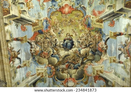 Ouro Preto, Interior of the Church of St. Francis of Assisi (18th c.) Paintings by Manuel da Costa Ata\xCDde. Colonial baroque. Painting