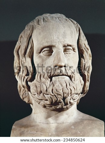 Bust of Euripides, 5th c. BC, Greek art, Sculpture on marble,