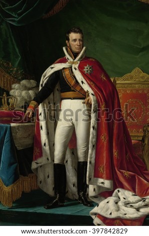Portrait of William I, King of the Netherlands, by Joseph Paelinck, 1819 oil on canvas. After the Battle of Waterloo he was inaugurated in 1815 as King William I