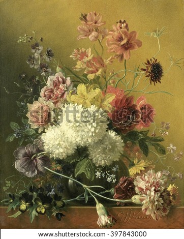 Still Life with Flowers, Georgius Jacobus Johannes van Os, c. 1820-61, Dutch painting, oil on panel
