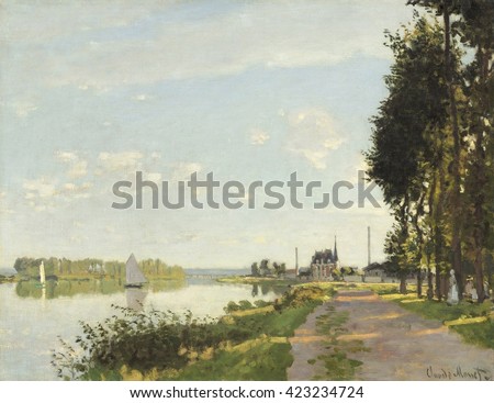 Argenteuil, by Claude Monet, 1872, French impressionist painting, oil on canvas. Monet painted the Seine River at Argenteuil, eleven kilometers to the northwest of Paris