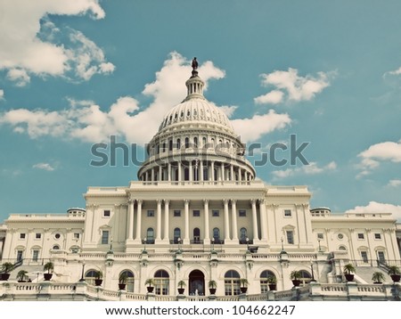 Vintage View of Washington Capitol, USA