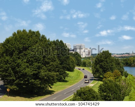 Rosslyn District in Washington DC from the Arlington Memorial Bridge