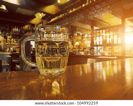 Cold Beer in a Pub Counter