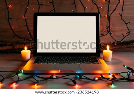 Modern Laptop in a Christmas Setting