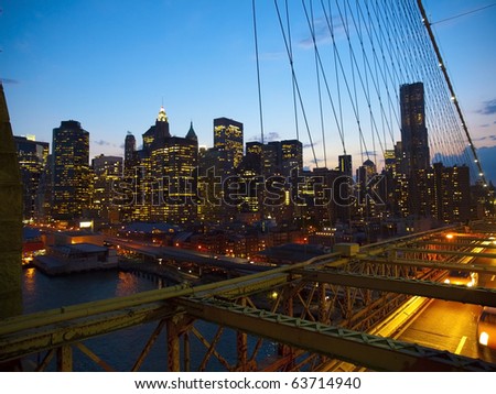 New York by night from the Brooklyn Bridge