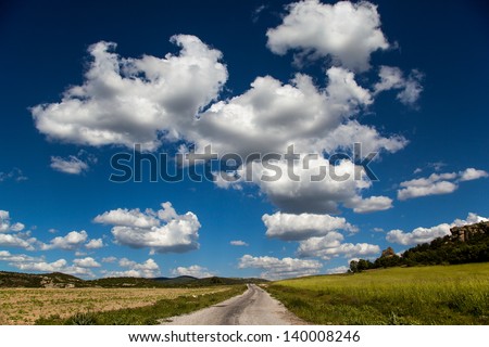 A lovely day long way on cloudy sky on Phrygian valley, Lion Stone area, Afyon