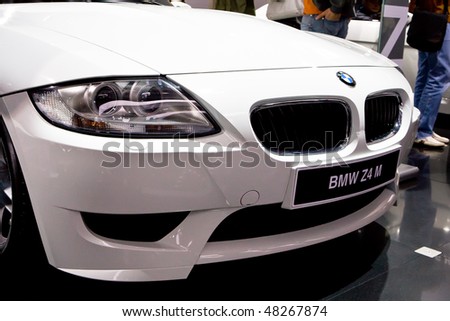 MOSCOW, RUSSIA - AUGUST 27: White sport car BMW Z4 at Moscow International exhibition InterAuto on August 27, 2008 in Moscow, Russia.