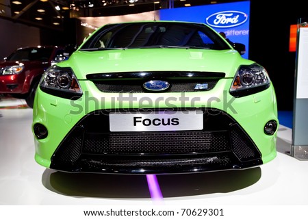 MOSCOW, RUSSIA - AUGUST 25: Green Ford Focus at Moscow International exhibition InterAuto on August 25, 2010 in Moscow, Russia.