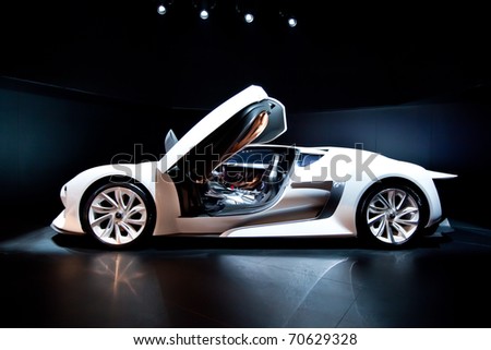 MOSCOW, RUSSIA - AUGUST 25: White sport car Citroen at Moscow International exhibition InterAuto on August 25, 2010 in Moscow, Russia.