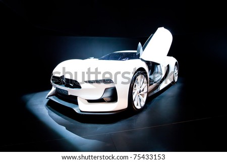 MOSCOW, RUSSIA - AUGUST 25: White sport car Citroen on display at the Moscow International exhibition InterAuto on August 25, 2010 in Moscow, Russia.ussia.