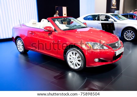 MOSCOW, RUSSIA - AUGUST 25: Red car Lexus IS 250 C  on display at Moscow International exhibition InterAuto on August 25, 2010 in Moscow, Russia.