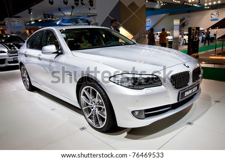 MOSCOW, RUSSIA - AUGUST 25: Grey car BMW 523 on display at Moscow International exhibition InterAuto on August 25, 2010 in Moscow, Russia.