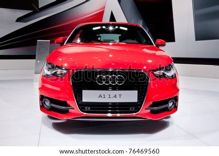 MOSCOW, RUSSIA - AUGUST 25: Red sport car on display Audi A1 at Moscow International exhibition InterAuto on August 25, 2010 in Moscow, Russia.