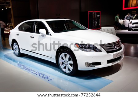 MOSCOW, RUSSIA - AUGUST 25: White  car Lexus GS 450 H on display at Moscow International exhibition InterAuto on August 25, 2010 in Moscow, Russia.
