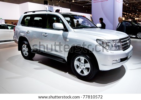 MOSCOW, RUSSIA - AUGUST 25:  Grey jeep car Tayota Land Cruiser 200 on display at Moscow International exhibition InterAuto on August 25, 2010 in Moscow, Russia.