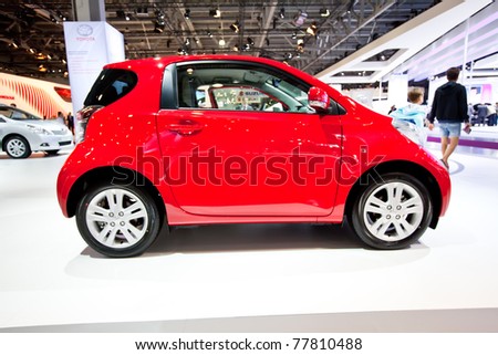 MOSCOW, RUSSIA - AUGUST 25:  Red car Tayota iQ on display at Moscow International exhibition InterAuto on August 25, 2010 in Moscow, Russia.