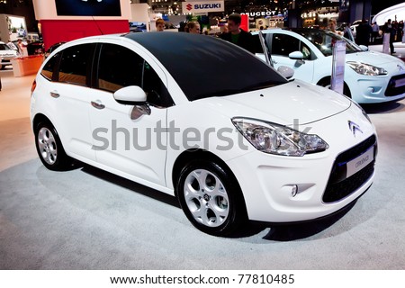 stock photo MOSCOW RUSSIA AUGUST 25 White car Citroen C3 on display