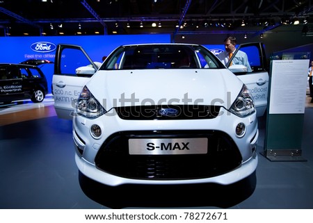 MOSCOW, RUSSIA - AUGUST 25:  White Ford C-Max on display at Moscow International exhibition InterAuto on August 25, 2010 in Moscow, Russia.