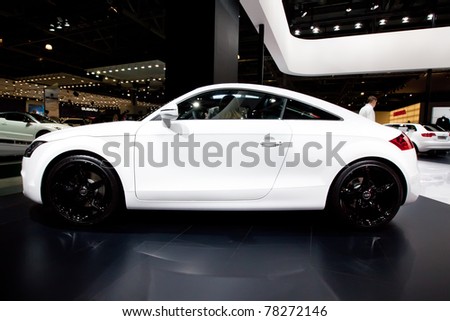 MOSCOW, RUSSIA - AUGUST 25: White sport car Audi TT on display at Moscow International exhibition InterAuto on August 25, 2010 in Moscow, Russia.