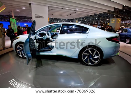 MOSCOW, RUSSIA - AUGUST 25: Renault Fluence on display at Moscow International exhibition InterAuto on August 25, 2010 in Moscow, Russia.